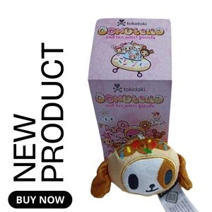 Tokidoki Donutella, Donutino Dog Plush Keychain with Rainbow Sprinkles